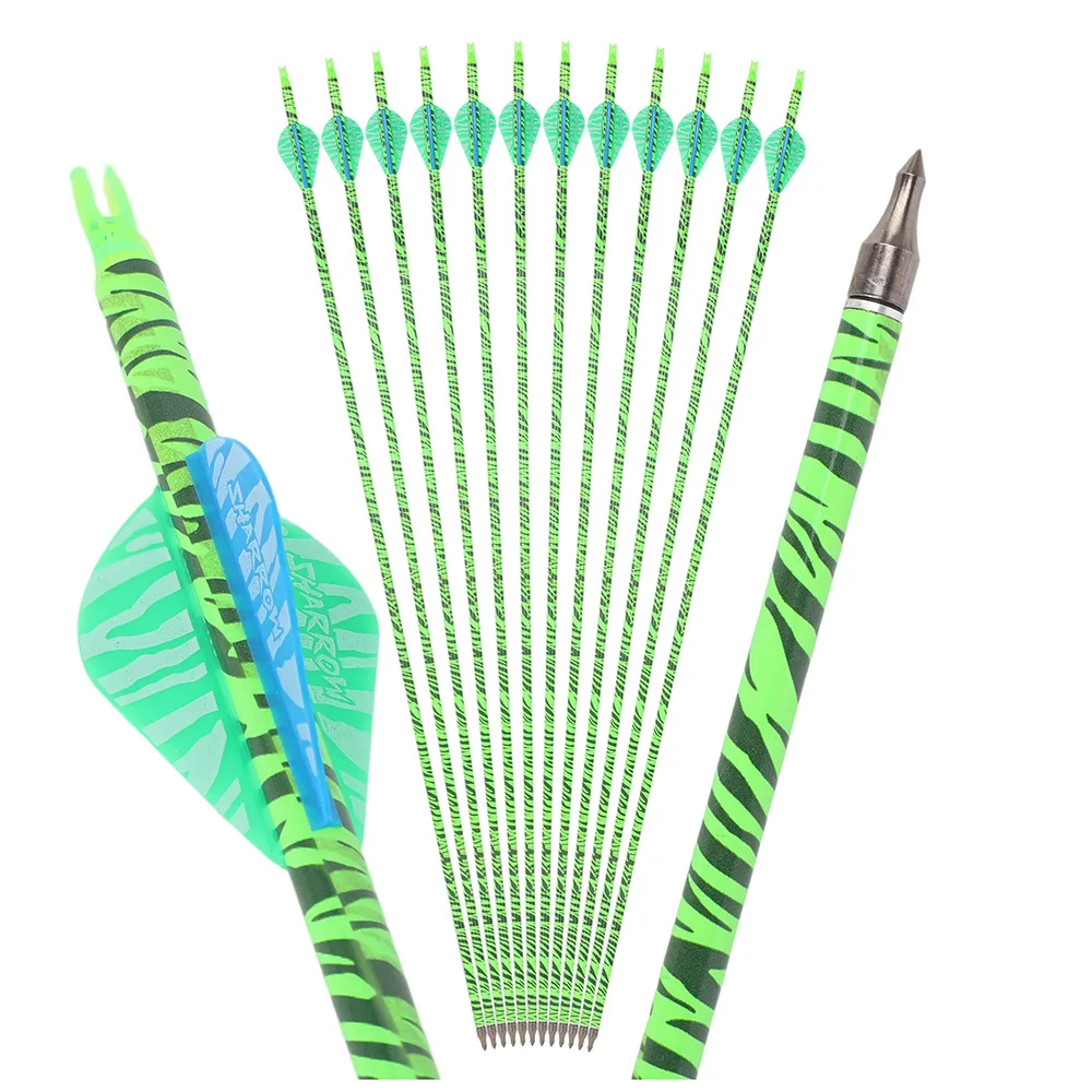 

31.5 Inch Archery Carbon Arrow 6/12pcs Spine 500 OD 7.8mm ID 6.2mm Shaft Rubber Vanes for Bow Shooting Hunting Target