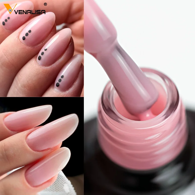 Venalisa Color Rubber Base Coat Jelly Pink Nail Polish 7.5ml Soak Off UV LED Natural Nude Soft Consistency Pastel Nail Manicure