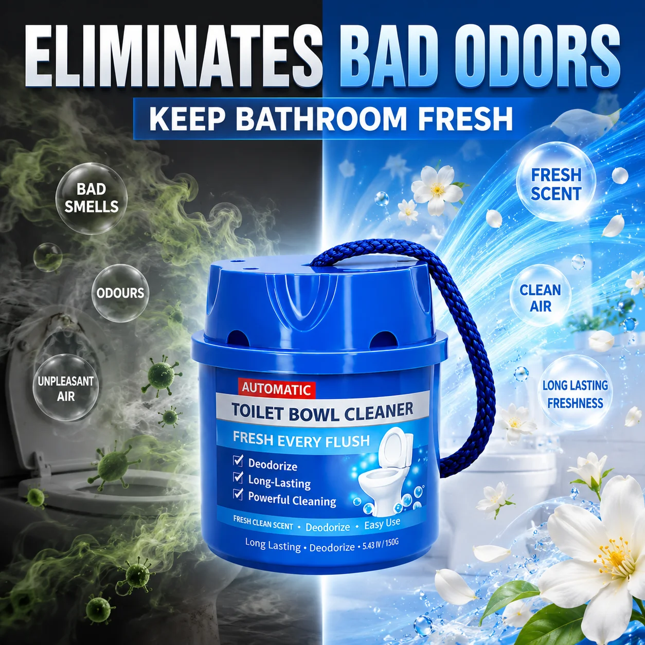 Toilet Bowl Cleaner, Hanging Toilet Freshener, Bathroom Deodorizer Automatic Toilet Cleaner for Home, Office,Apartment and Hotel view 4
