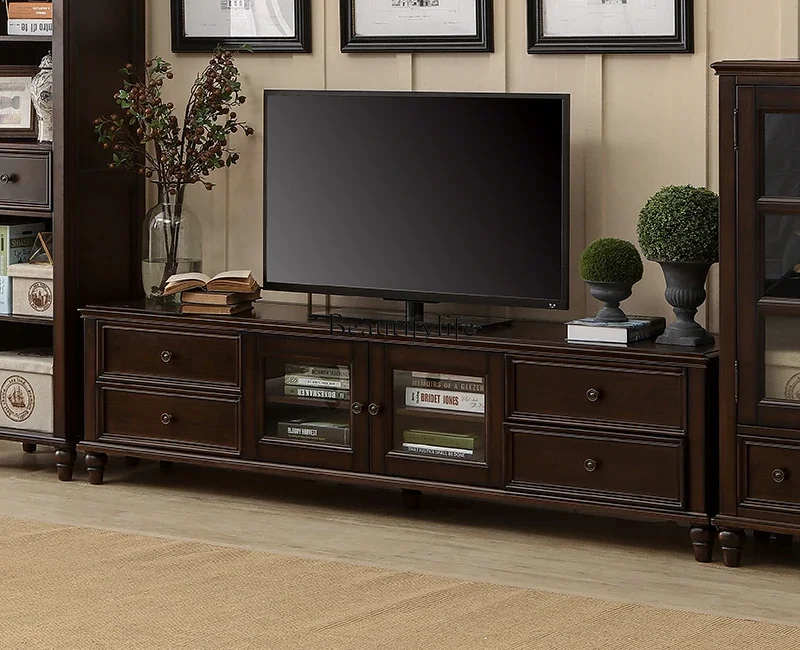 

LD6American solid wood TV cabinet pure solid wood retro furniture TV cabinet