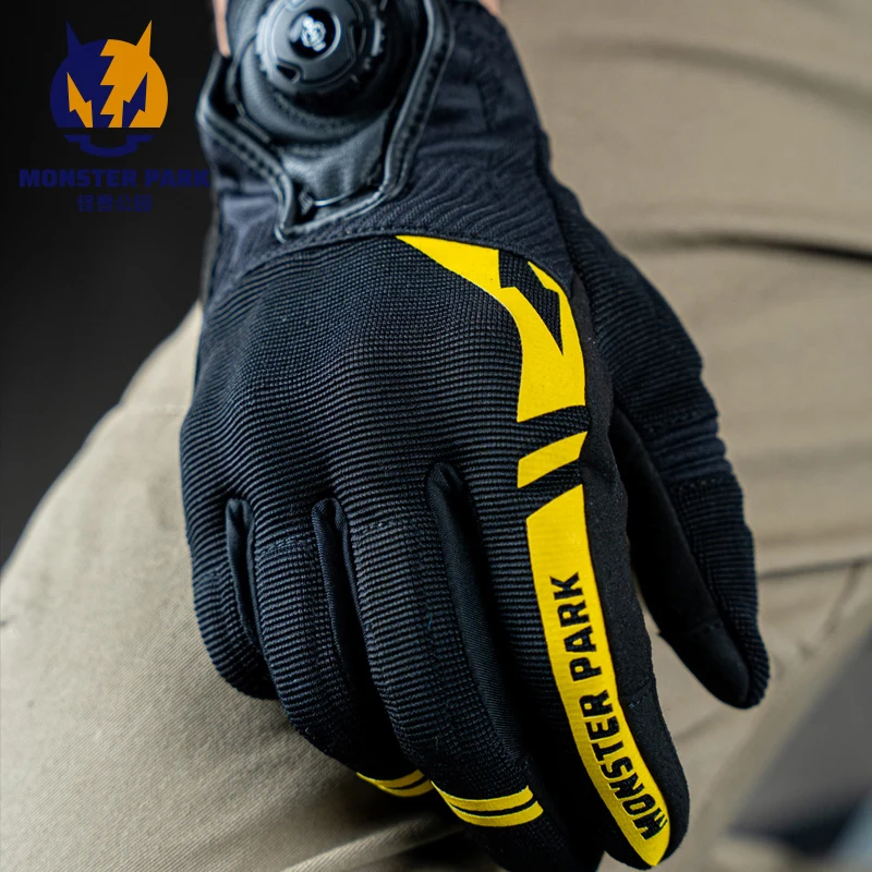 MONSTERS PARK Motorcycle Gloves Tighten The Knob Breathable and Anti Fall Rider Equipment Gloves with Touch Men and Women