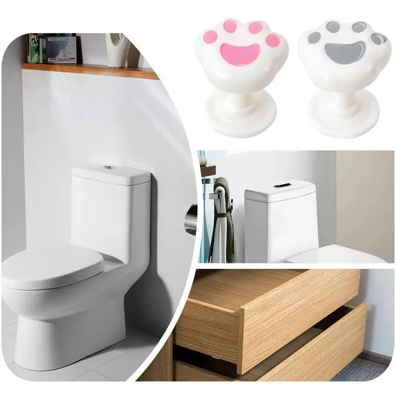 Small Cat Paw Shape Toilet Tank Button Portable 2Pc Cat Claw Toilet Flusher Button Top Push Switchs Nail Protector For Bathroom