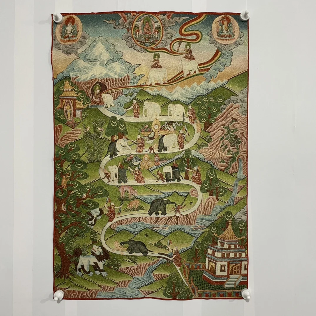 التبت البوذية القماش الحرير 7 عيون بيضاء تارا بوذا ثانغكا الجدار الشنق #6