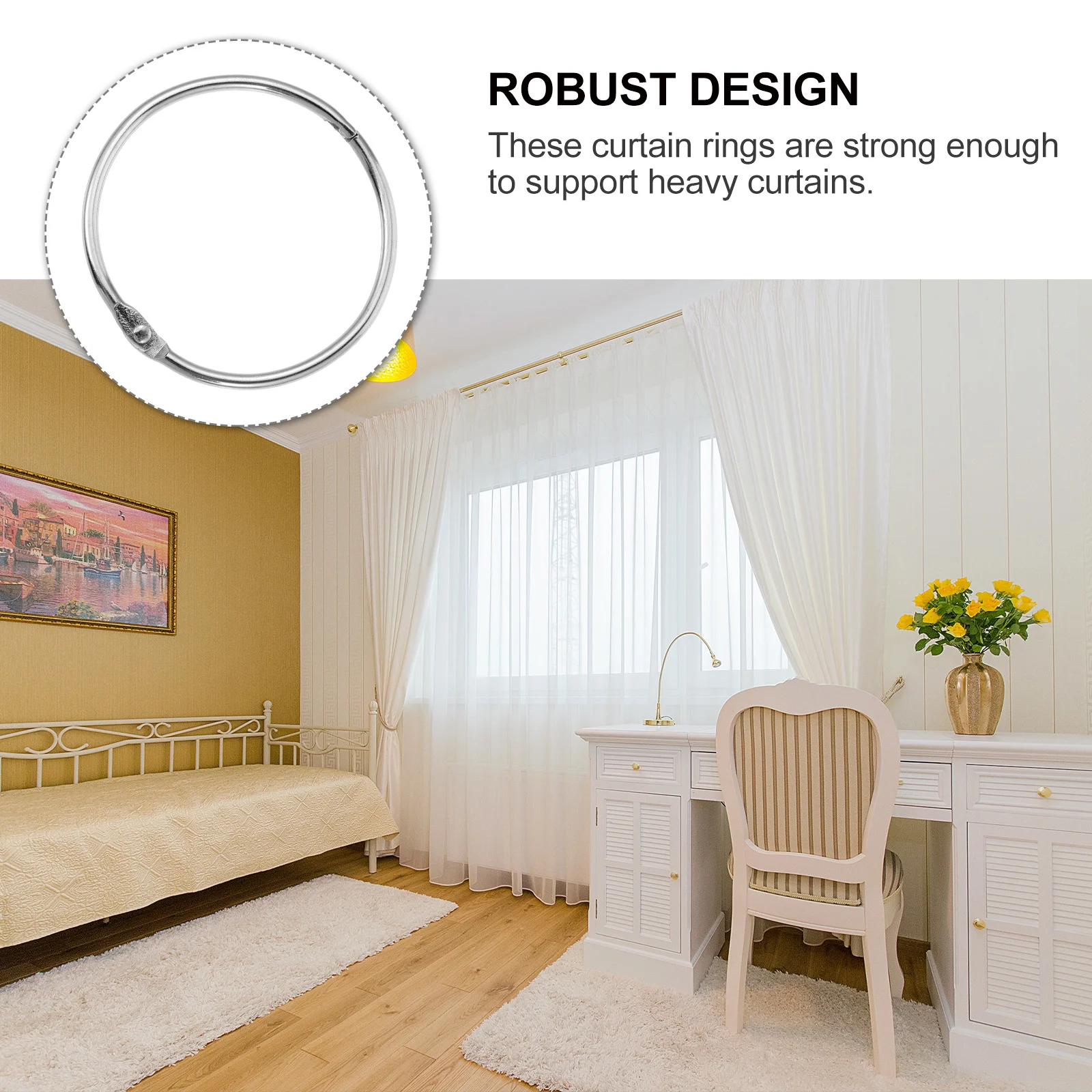 

24 pcs Bath Curtain Rings Silver Metal Buckle Hoops For Shower Curtains Decorative Round Household Rods Rings Modern Practical