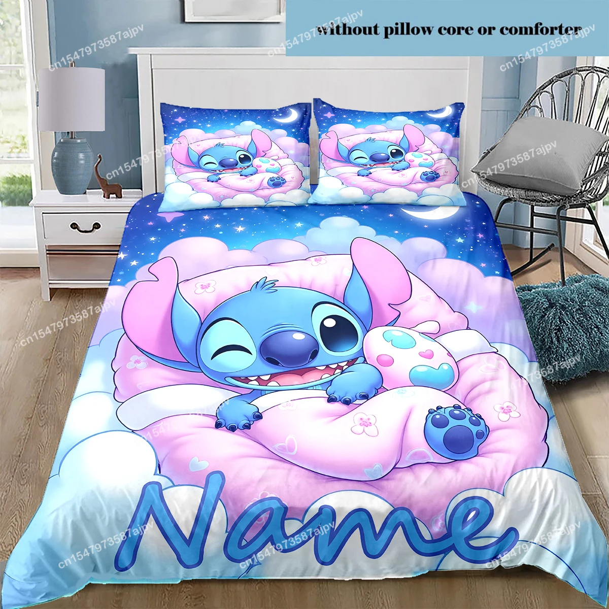 Personalized Duvet Custom Cute Stitch Bedding Set King Twin Double 3 Piece Polyester Duvet Cover Set Christmas Gift Decor-QIANG