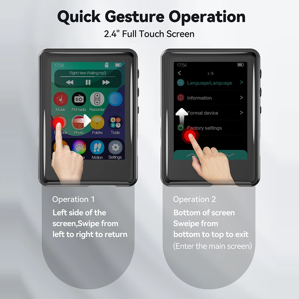 مشغل MP3 BT 5.3 مشغل موسيقى بشاشة تعمل باللمس مشغل محمول للرياضة/الجري/ركوب الدراجات/الممارسة