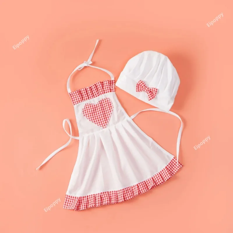 Costume de chef cuisinier pour bébé, tablier et chapeau pour enfants, accessoire de photographie pour nouveau-né, 2024