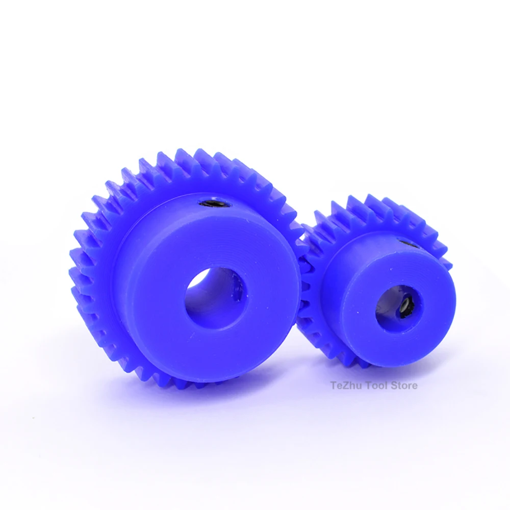 1 pz 1 M ingranaggio cilindrico in Nylon blu 1 stampo 15 denti-120 denti ingranaggio cilindrico in plastica con foro passo 4/5/6/7/8/10/12/14/15/16mm 15-120T