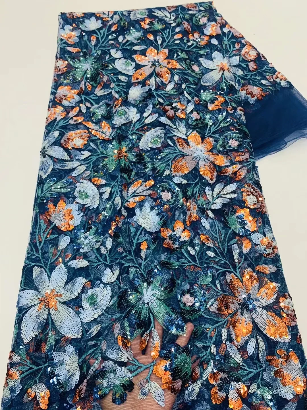 

French luxurious sequined lace fabric,high-quality African embroidery Nigerian chiffon lace embroidery fabric forwedding parties