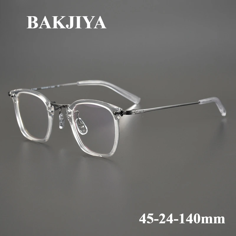 

Vintage Clear Acetate Square Japan Handmade Pure Titanium Glasses Frames Men Retro Eyeglasses Frames Women Luxury Myopia Eyewear