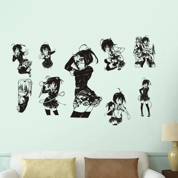 ملصقات جدارية من Love Chunibyo للأوهام الأخرى من تاكاناشي ريكا ملصقات فينيل زجاجية للسيارة ديكور منزلي أنيمي