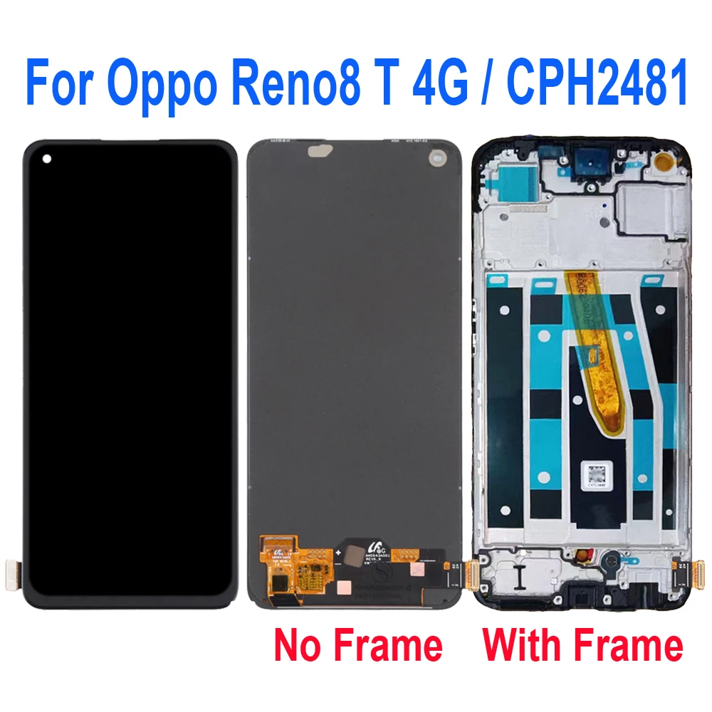 AMOLED 120HZ LCD Display Touch Screen Digitizer Glass Panel For OPPO Reno8 T CPH2481 CPH2505