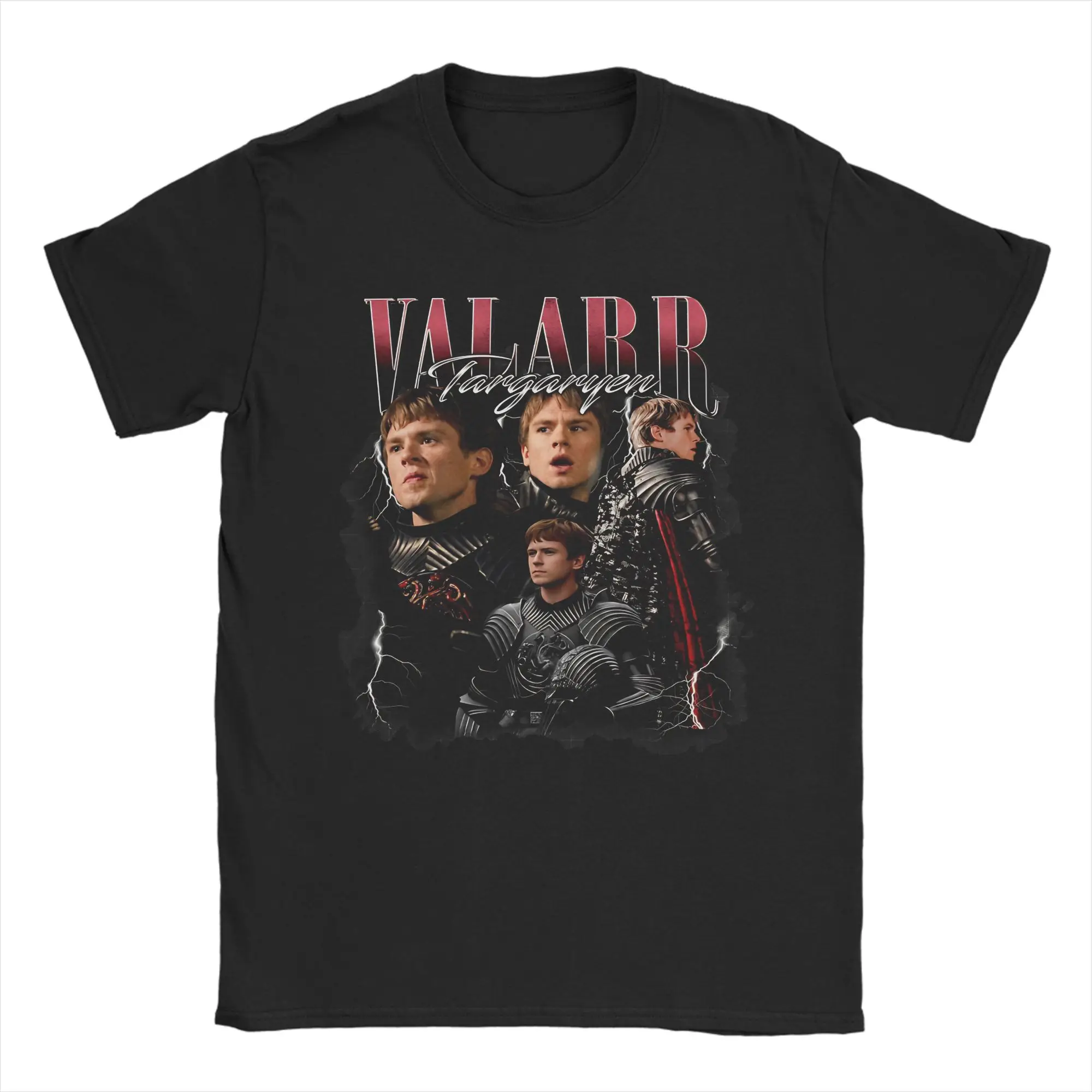 Printed Vintage Valarr Targaryen Bootleg  T Shirt For Unisex  Pure Cotton T-shirts Short Sleeve Tops