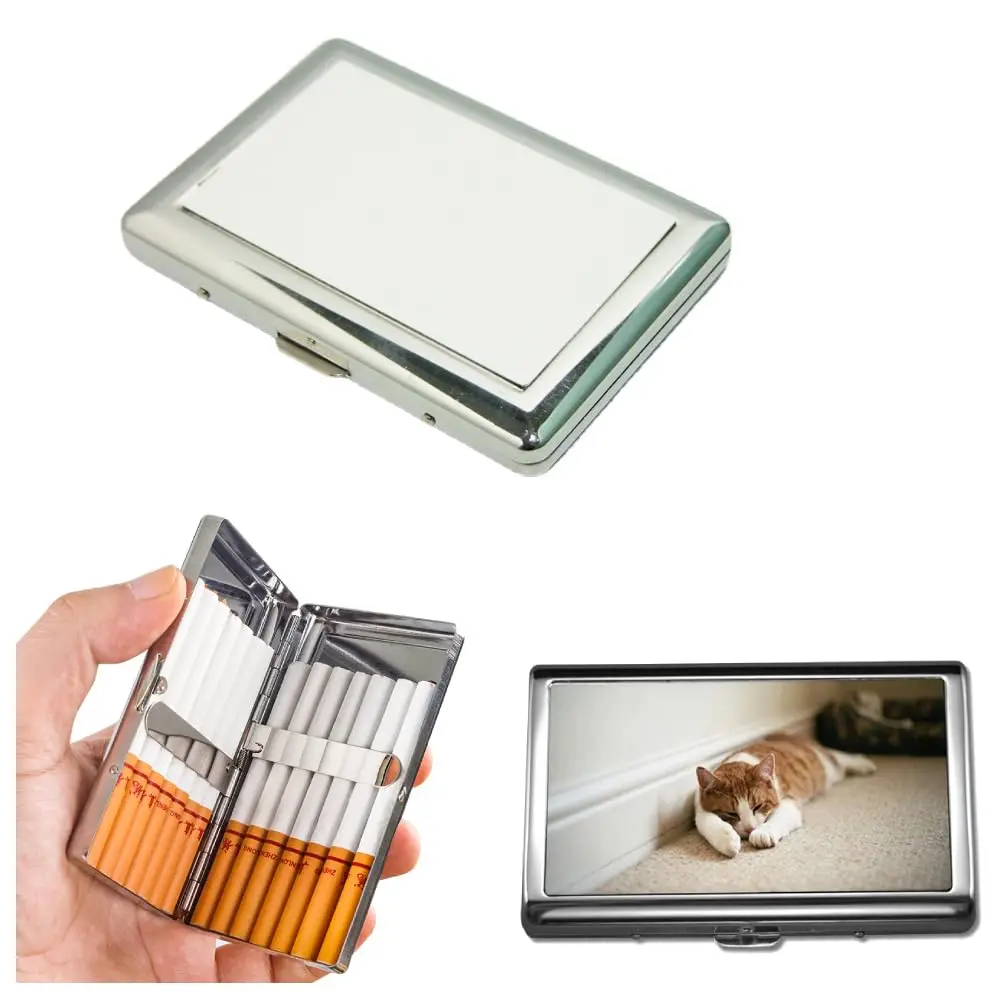 

10 шт., пустой металлический портсигар для сублимации с 2 алюминиевыми деталями для DIY трансферной печати, портативный двусторонний держатель с зажимом