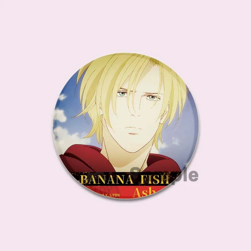 Round Snap-in Brooches Anime Banana Fish Lapel Pins Aslan Jade Callenreese Ash Lynx Yuki Okimura Cartoon Badges Accessories Gift