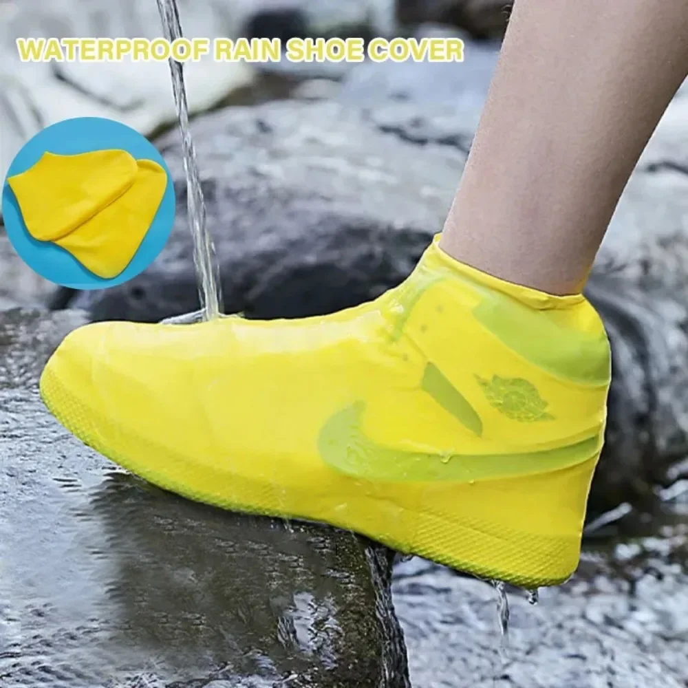 1 Pair Latex Shoe Covers for Rain Waterproof Thickened Reusable Boots Covers for Men Women Cycling Climbing Travel Hiking Camp