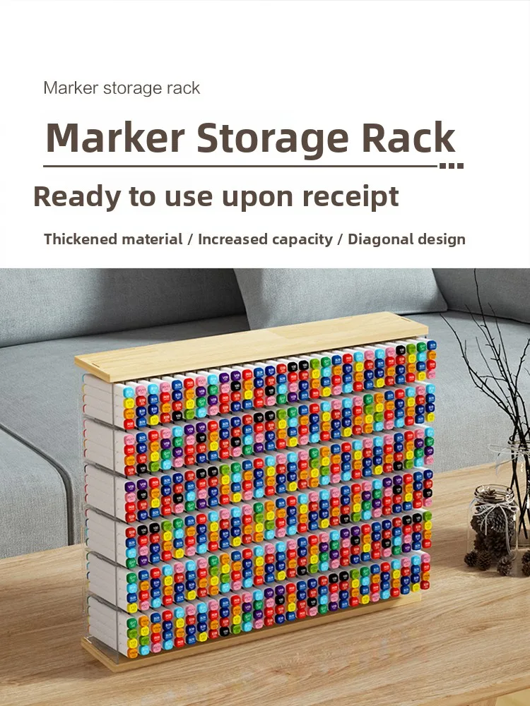 

Multi-Layer Acrylic Log Marker Pen Organizer Rack Slanted Insert Desktop Pen Art Pen Storage Shelf Home Organization