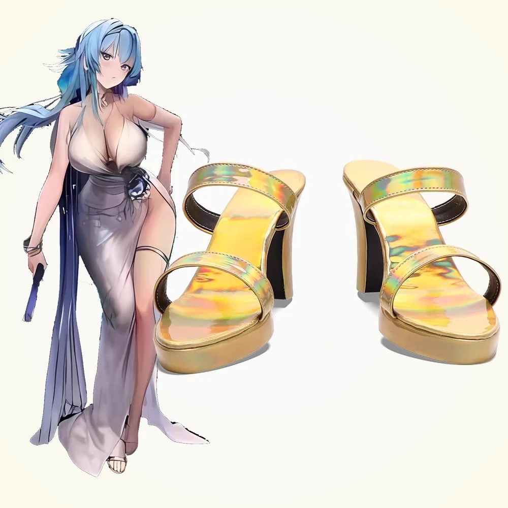 Jogo nikke a deusa da vitória helen cosplay sapatos de salto alto dourado adereços anime festa de halloween feminino role play feito sob encomenda