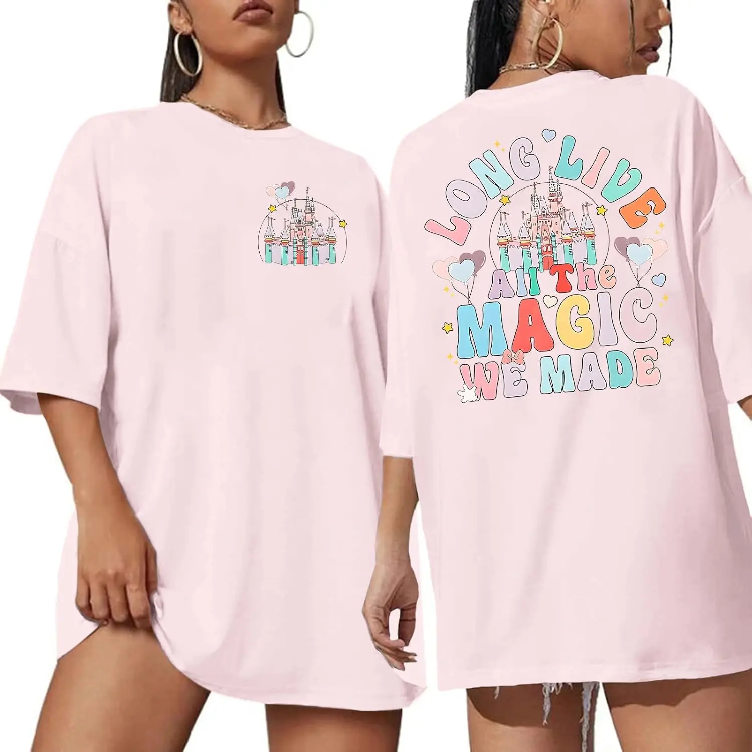 Magic Kingdom Shirts for Women Oversized Cute Magical Castle Graphic Tees Family Holiday Vacation Tshirts Casual Top