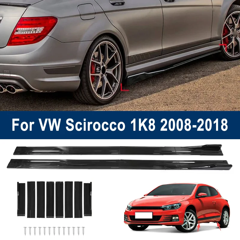For Volkswagen VW Scirocco 1K8 08-18 Car Side Skirt Splitters Extended Side Spoiler Sport Body Kit Bumper Lip Modified Part 8Pcs