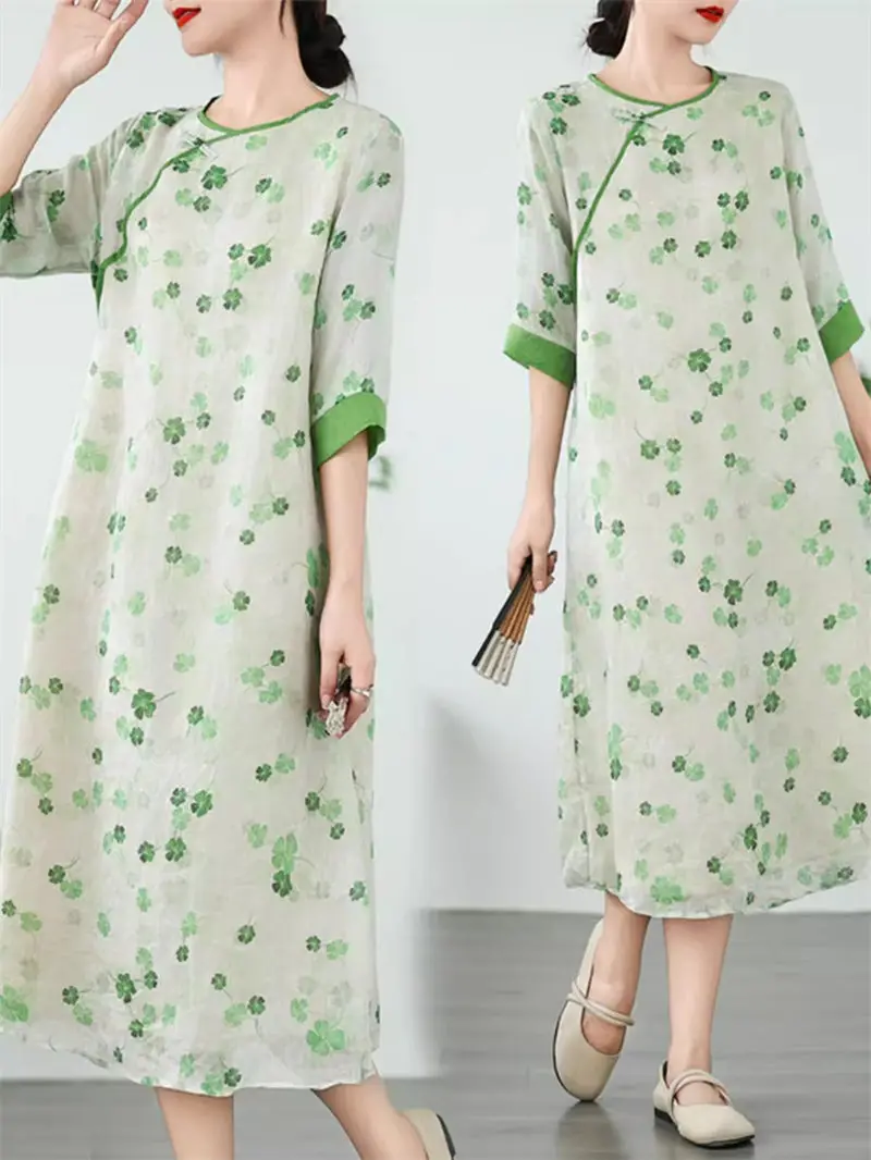 

Платье-Ципао женское средней длины с принтом в китайском стиле