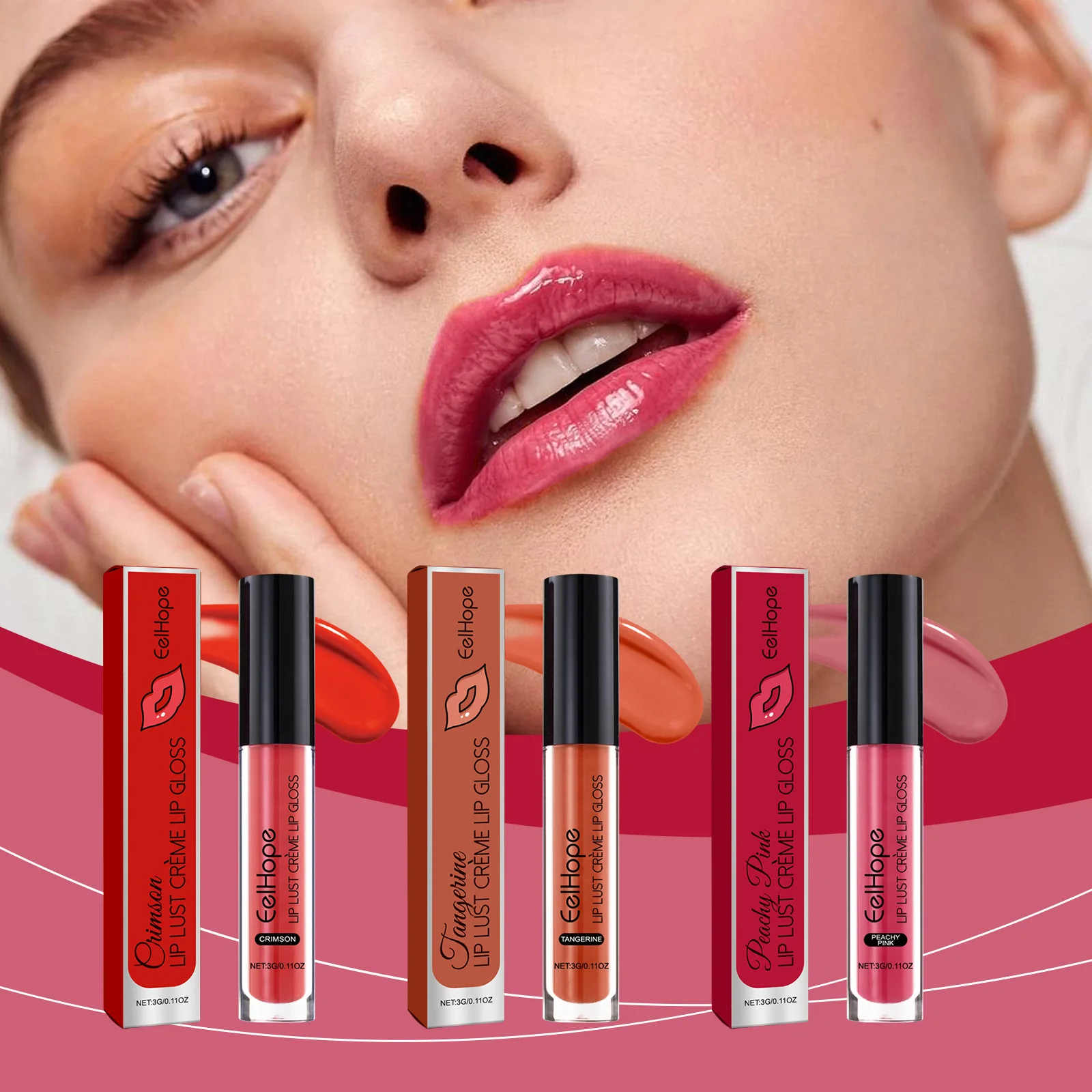 

Lip Gloss - Hydrating Long-Lasting Non-Sticky with Glycerin & Vitamin E Vibrant Red/Orange/Pink Shades Portable Liquid Lipstick