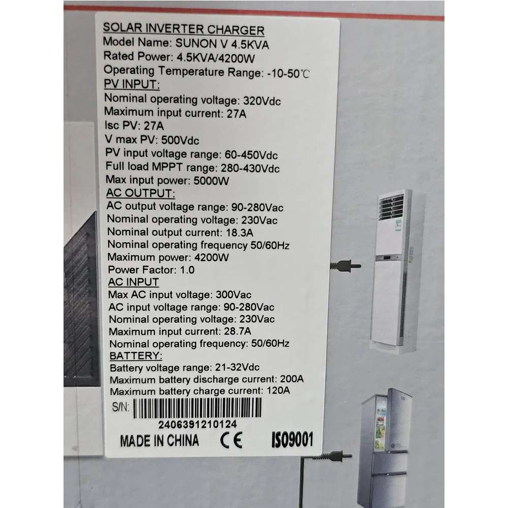 Imagem -05 - Sako Sunon-controlador Solar Mppt Embutido Entrada pv de 60450v dc Trabalho com Bateria on e Off Grid Onda Senoidal Pura 4.5kva 4.2kw 60-450vdc