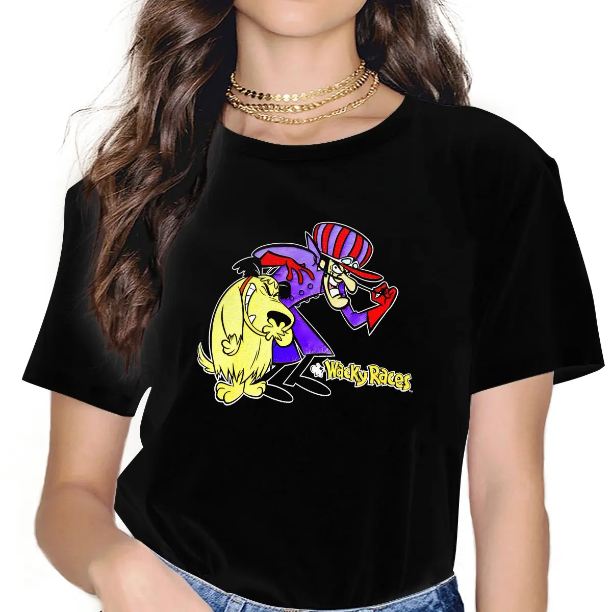 Unique Women's T Shirt Muttley Wacky Races Girls Tees Kawaii Polyester Tops Graphic Tshirt y2k Fashion