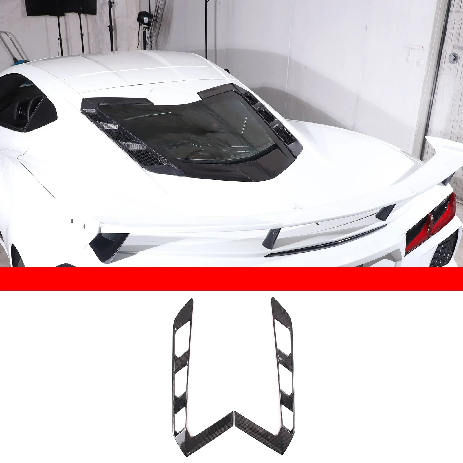 For Chevrolet Corvette C8 Coupe Z51 2020 -2024 Real Carbon Fiber Car Rear Window Side Lower Trim Decorative Cover Accessories