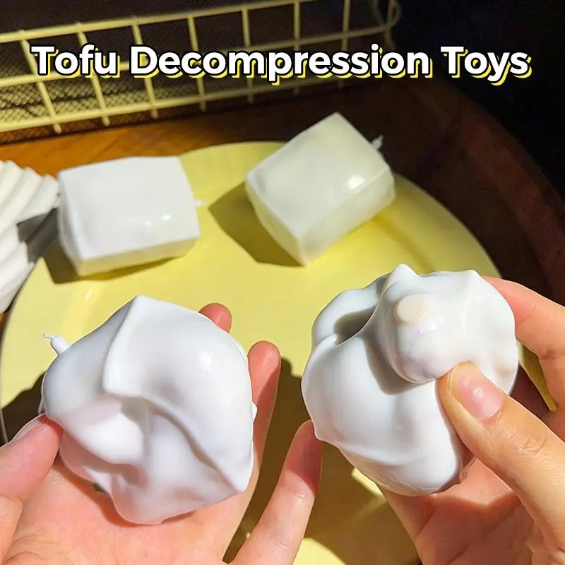 Creative Tofu  Fidget Toy Soft Texture Crisp Sound Stress Relief Gift for Teens Students School Use