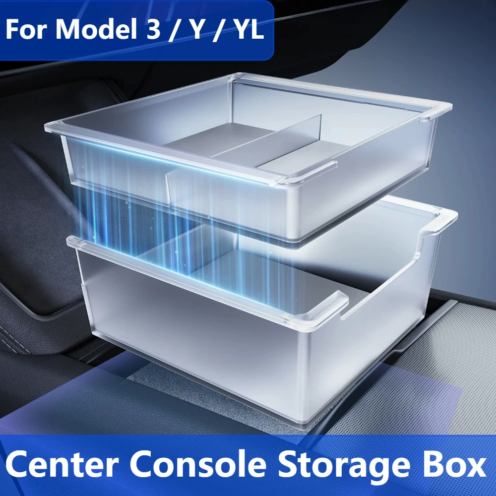 

For Model Y/YL Car Center Console Dual Layer Storage Box Armrest Organizer Tray Car Interior Accessories