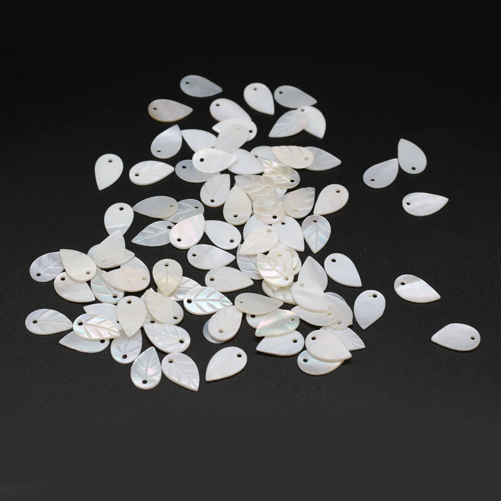 6Pcs Natural Mother Of Pearl Freshwater Shell Pendant Leaf-Shaped Loose Beads For Jewelry Making DIY Necklace Earring Accessory