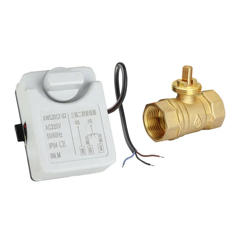 تدفق متر دليل صمام كروي كهربائي متكامل AC220V ثلاثة أسلاك اثنين التحكم في مياه الصنبور الشمسية النحاس صمام كهربائي #4