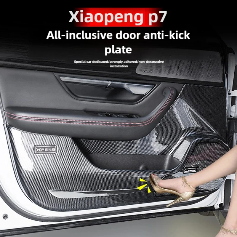 

For XPeng P7 P7i 22-2024 Front & Rear Door Plate Guards ABS Inner Protector Cover Plate Trim Anti-Dirty Bumper Welcome Kick Pad