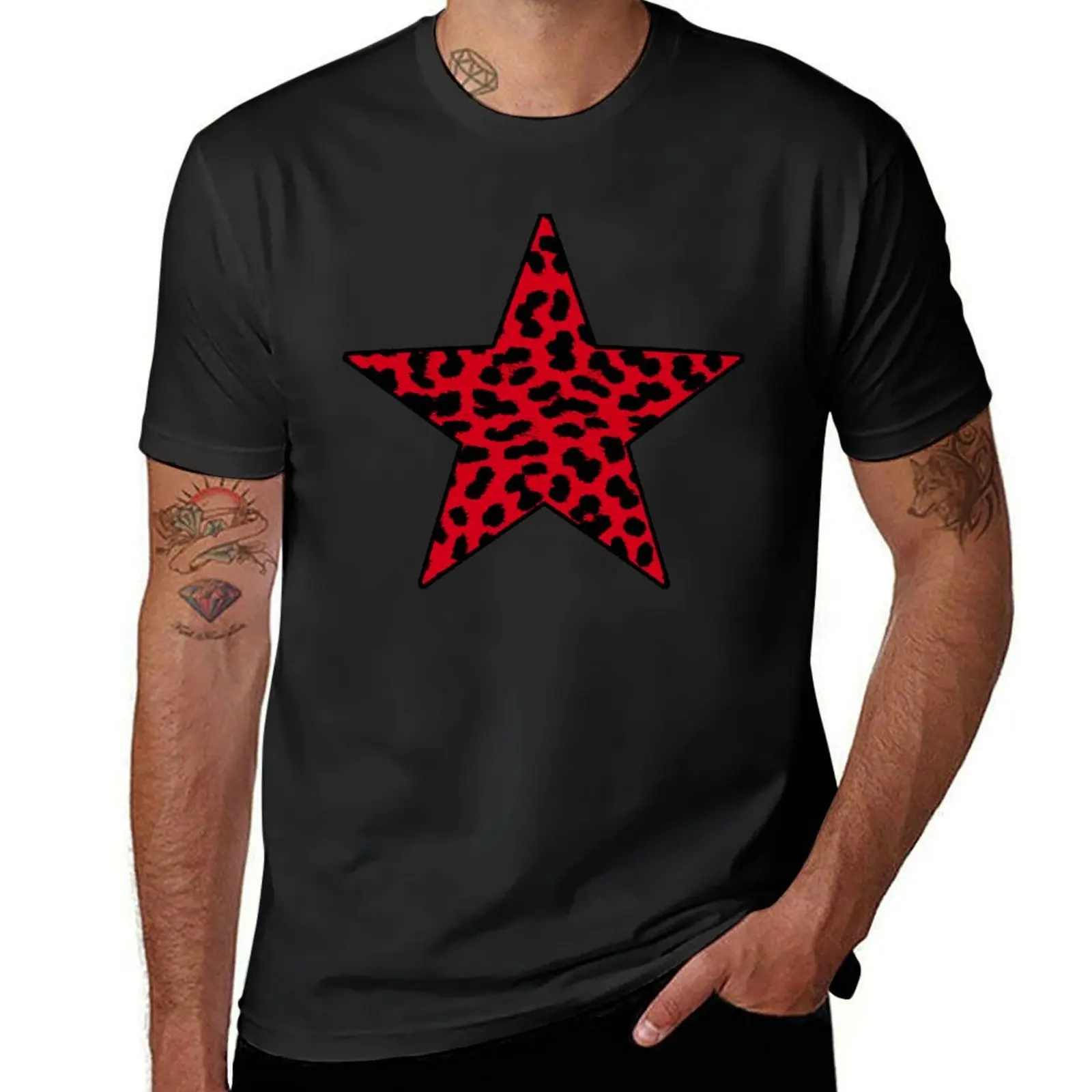 

Leopard Print in Red Cheetah Design - Leo Rock n Roll Burlesque Pin-up Punk T-Shirt new edition oversizeds Men's t-shirt