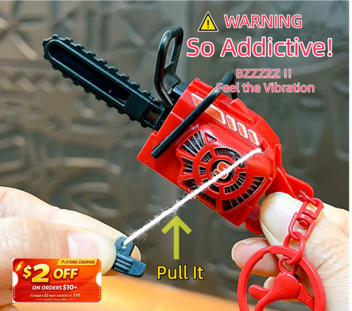

Chainsaw Keychain Stress Relief Toy for Keys Backpack Bag Realistic Sound Mini Chainsaw Toy Funny Gift Gadget Chainsaw Key Ring