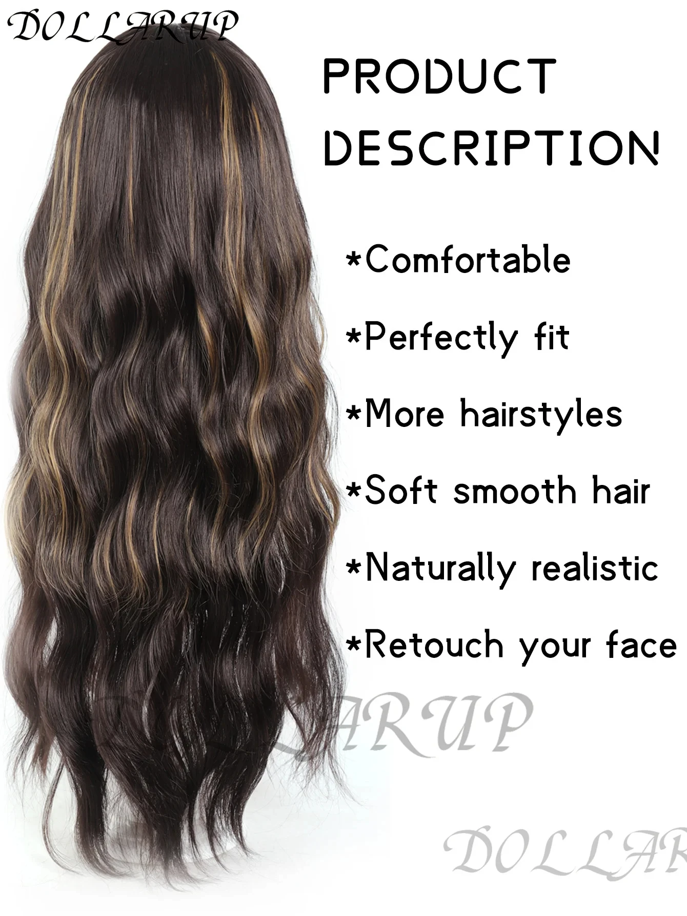 باروكة صناعية سوداء من JKL مع شعر طويل مجفف متوسط وموجات كبيرة للحفلات أو الاستخدام اليومي، شعر صناعي بدرجة حرارة عالية #3