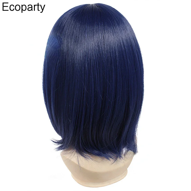 Anime KILL la KILL Double Slash Girl Cosplay Wig Short Blue With RedHeat Resistant Hair for Women Halloween Carnival Wigs Props