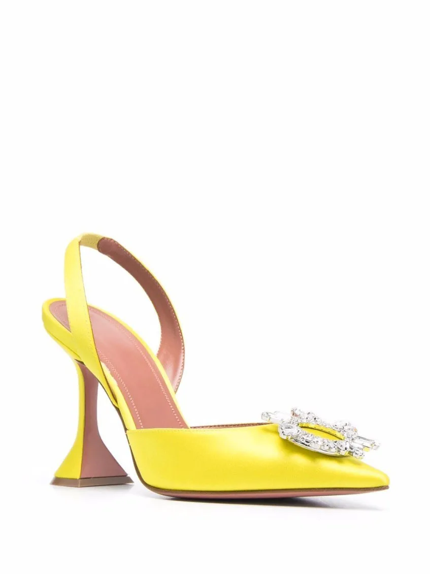 Women's Yellow Satin Begum Pumps