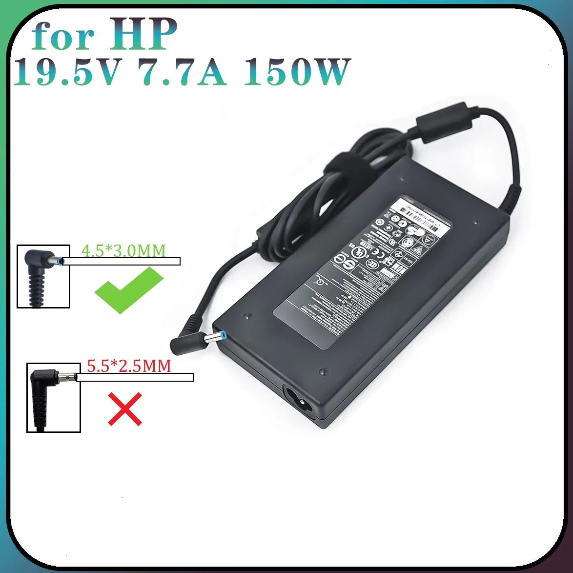 

19.5V 7.7A 150W Laptop Adapter for HP ADP-150XB G4 ZBook 15 Studio G3 HSTNN-C87C 3pro TPN-Q193 Charger Pavilion Gaming 15 17