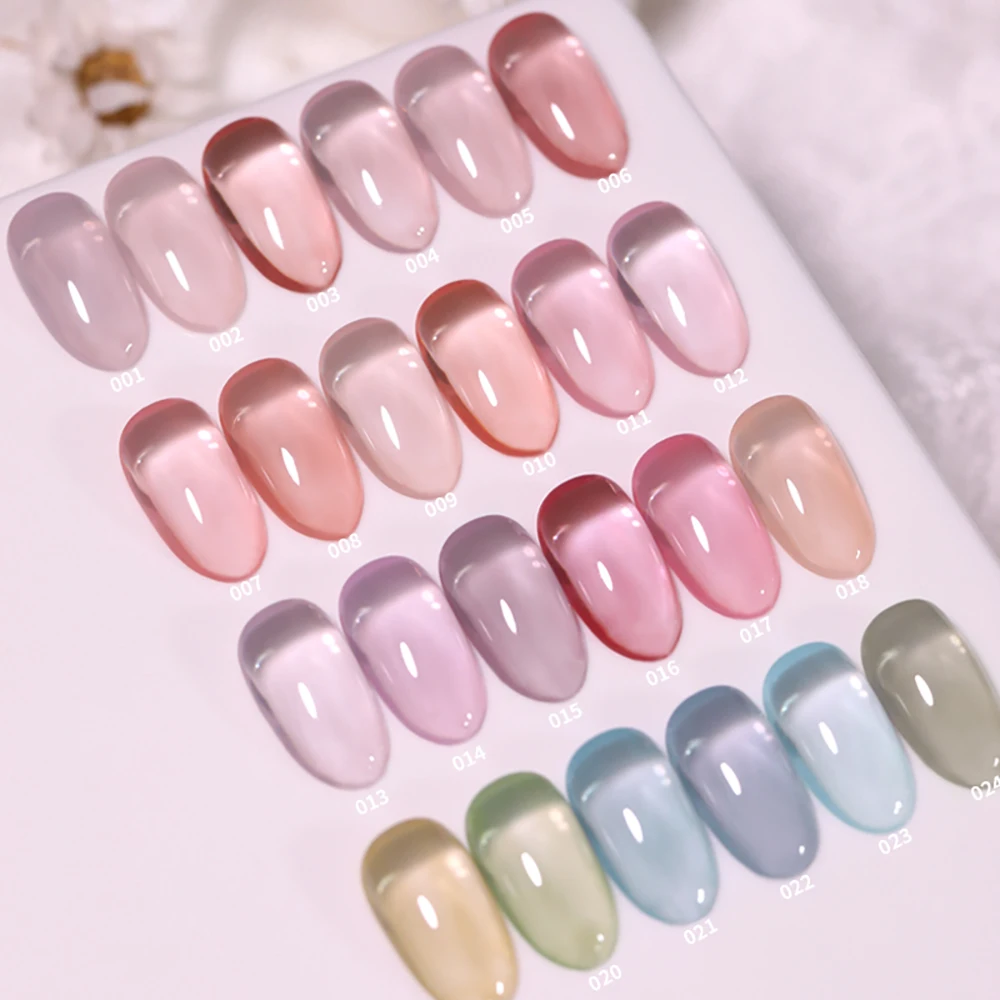 Vendeeni 24 Kleuren Gelei Transparante Gel Nagellak Nude Roze Huidskleur Uv Weken Van Gel Lak Jade Nail Art Gel Lak 15Ml