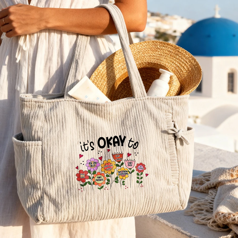 

Женская вельветовая сумка-тоут, вместительная модная сумка через плечо для работы, учебы и путешествий, повседневная сумка для поездок на работу, сумка на плечо.