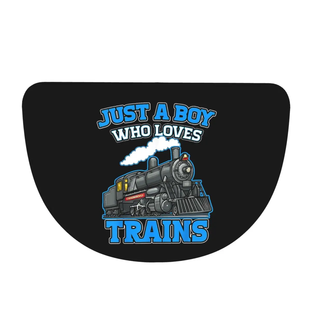 Just A Boy Who Loves Trains Funny Boys Trains Flannel Half Round Doormat Non Slip Bathroom Mat Absorbent Floor Carpet for Garage