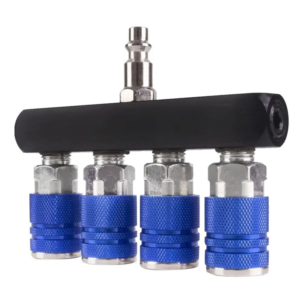 1 4 NPT Aluminum Straight Compression 4 Way Bidet Manifold Fitting Bathroom Plumbing Hardware Pipe Connector Adapter