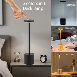 3 Colors in 1 Lamp LED Table Lamp Touch Switch Type C Rechargeable Bedside Night Light Portablefor Club Bar Room Ambient Decor