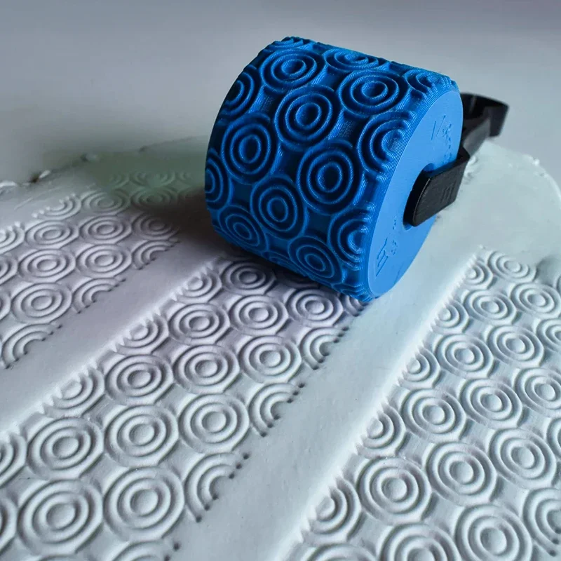 الطين ختم الأسطوانة أنماط زهرة هندسية الإغاثة المتداول أداة السيراميك الطين الملمس عجلة الطين قوالب DIY بها بنفسك أدوات الطين ديكور فني #2