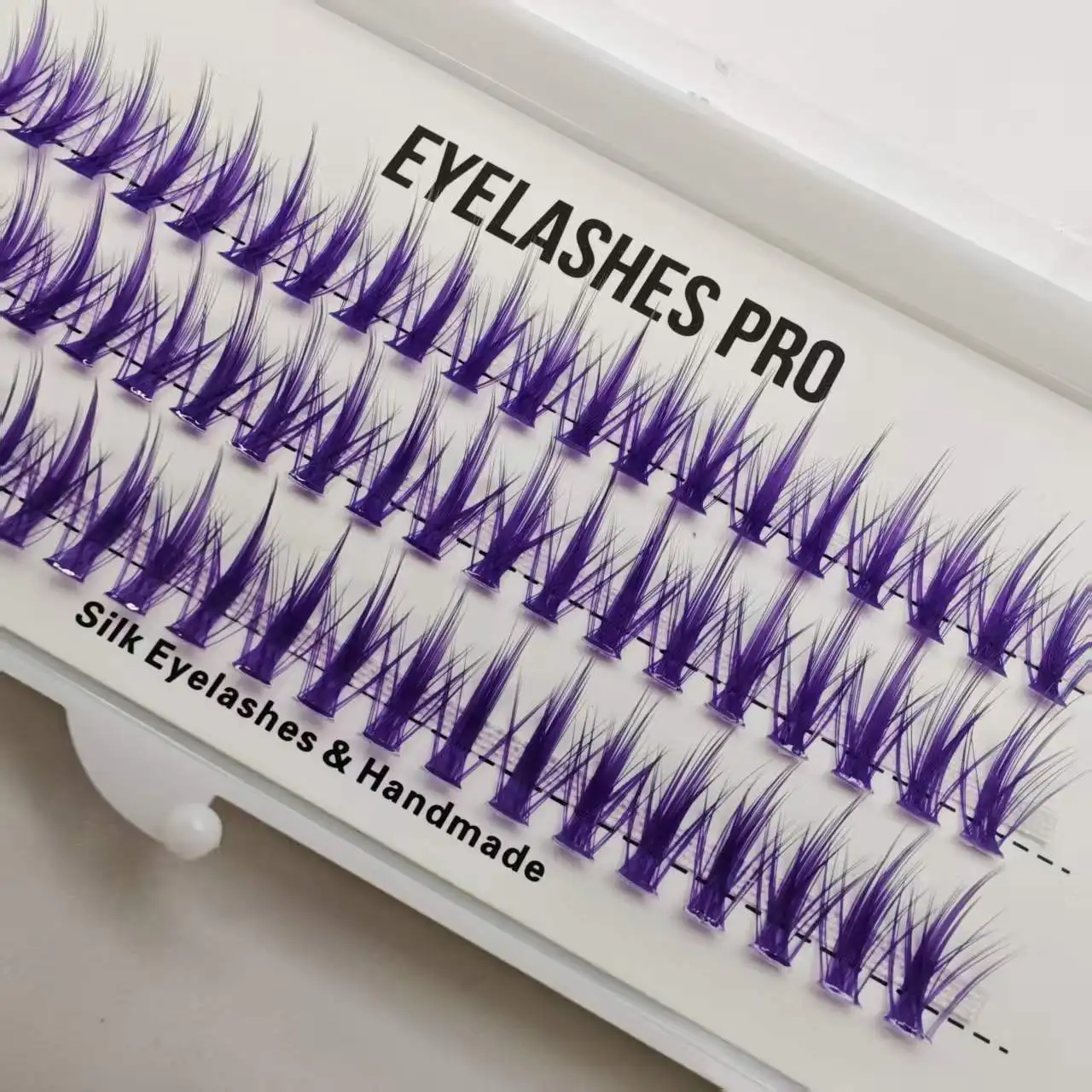 Purple MU003 DIY Hand Made Eyelash Extension Segmented Flase Lashes  Lash Bundles Soft Ribbon Strip Eyelashes Makeup Lashes NEW