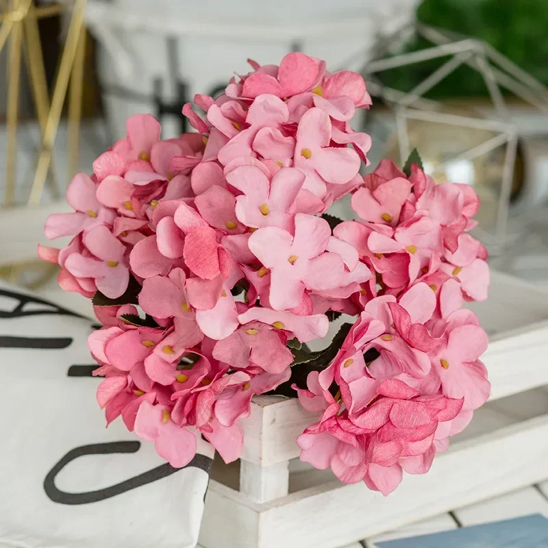 6 head/bouquet Hydrangea Artificial Silk Flowers Bridal hand Bouquet Fake flowers For Wedding Home Decoration flores artificial