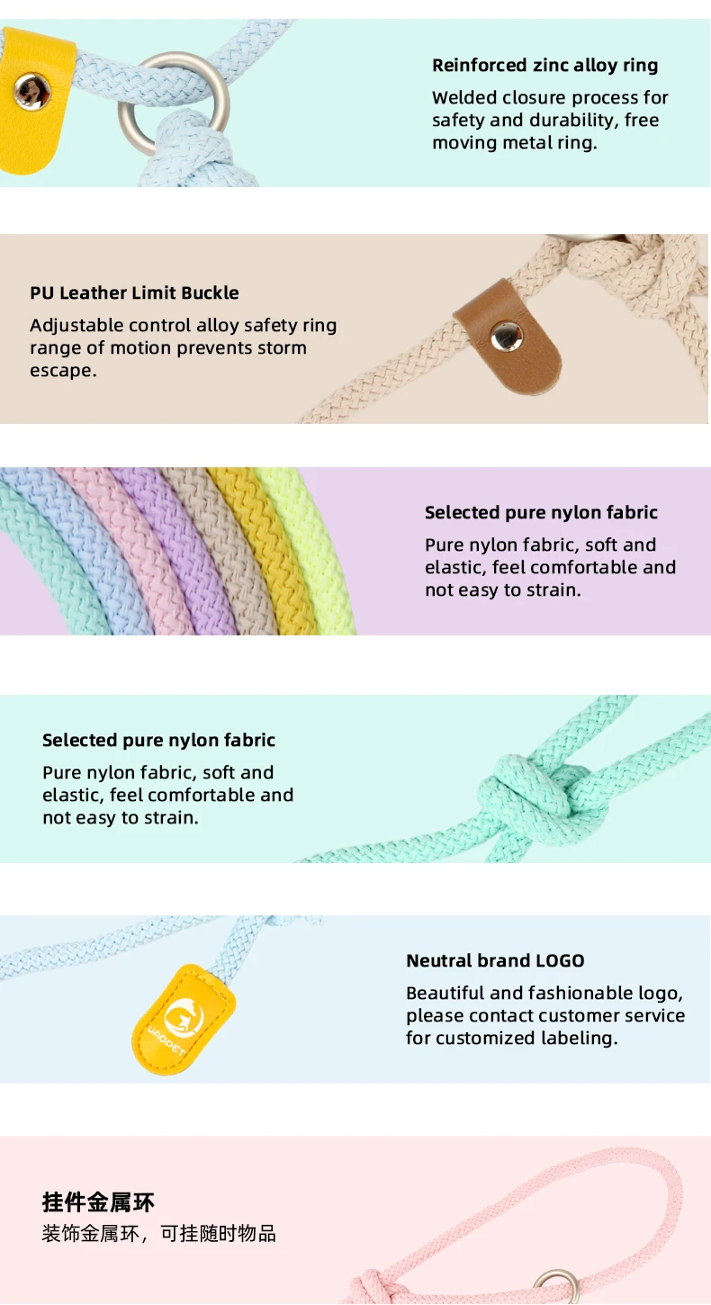 Kleine Hundeleine, multifunktionales Haustierhalsband, Leine, Seil, Taille, Umhängeleinen, Hundegehübung, Laufen, einfache Kontrolle – Detail 6
