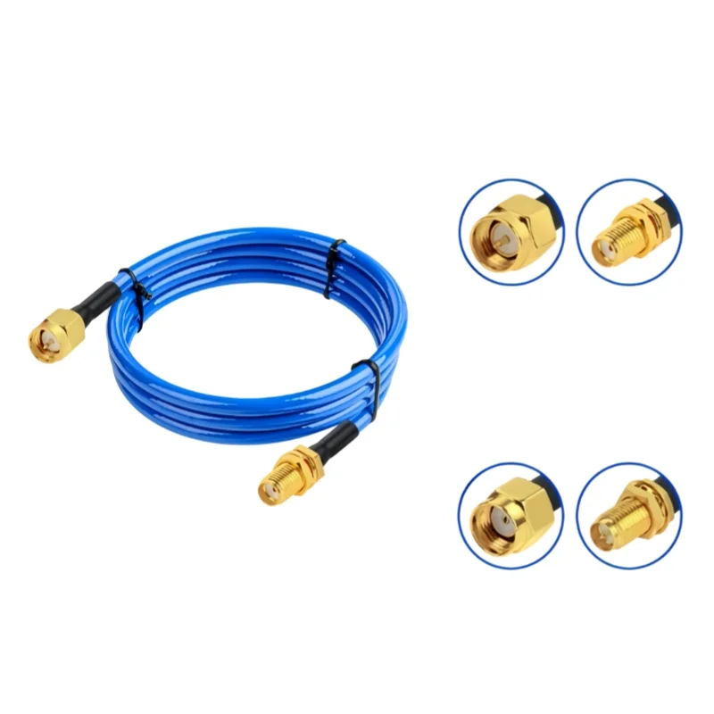 RG142-PUR High Frequency Test Cable SMA to SMA  Male Female Blue Ultra-Soft Double Shielded Silver-Plated RF Cable